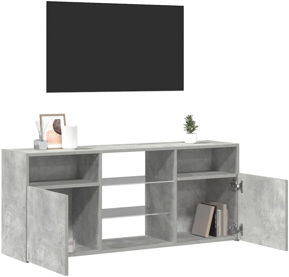 TV staliukas Televizoriaus spintelė su LED, betono pilka, 120x30x50cm