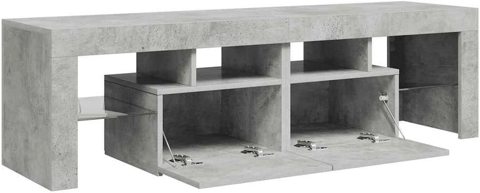 TV staliukas Televizoriaus spintelė su LED, betono pilka, 140x36,5x40cm