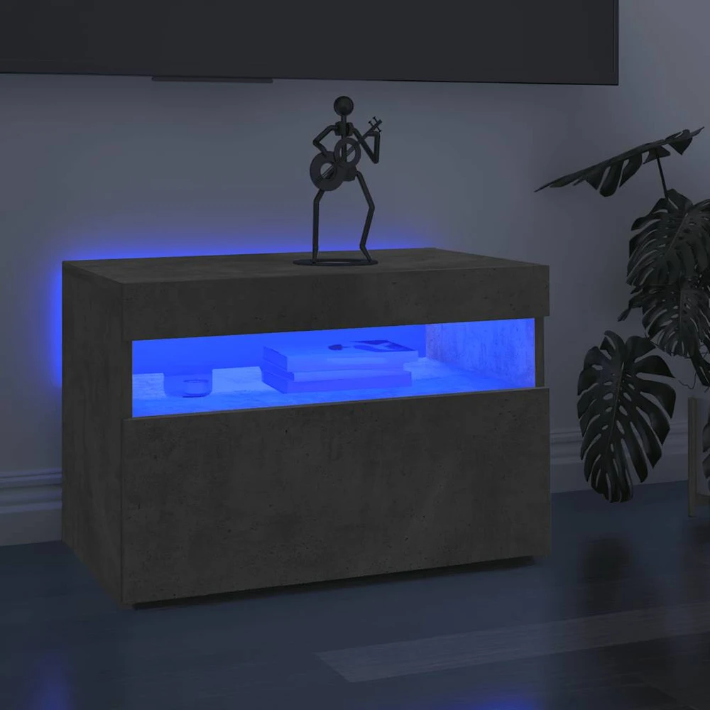 Televizoriaus spintelė su LED, betono pilka, 60x35x40cm