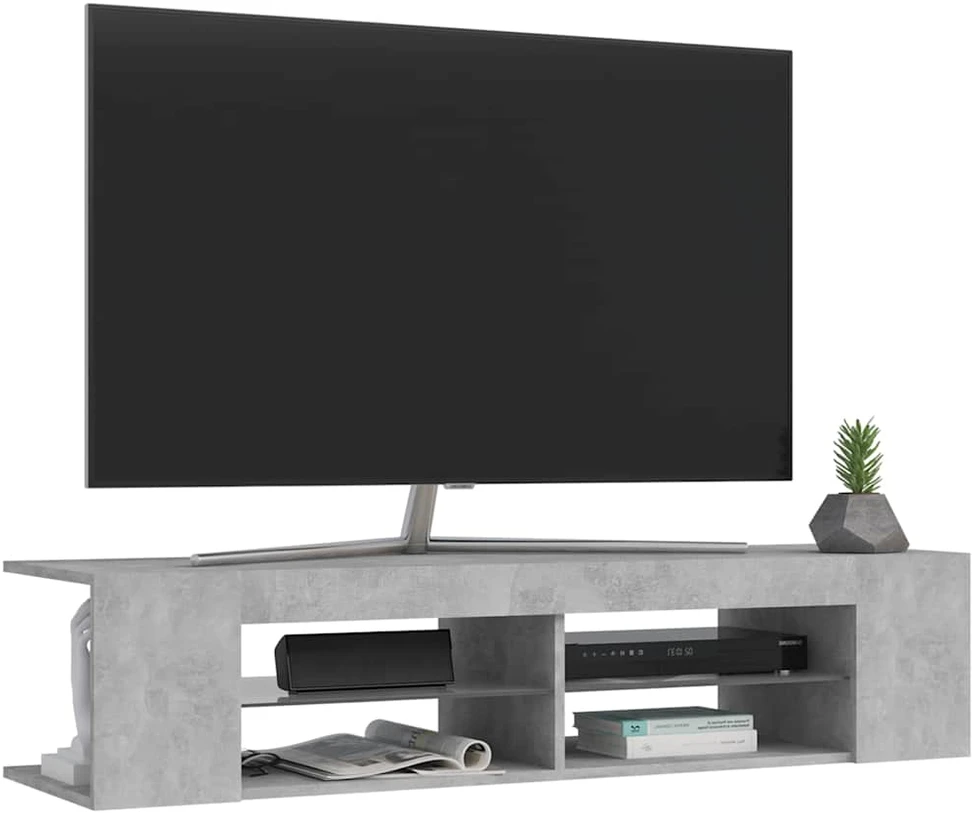 TV staliukas Televizoriaus spintelė su LED, betono pilka, 135x39x30cm