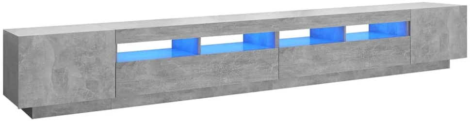 TV staliukas Televizoriaus spintelė su LED, betono pilka, 300x35x40cm