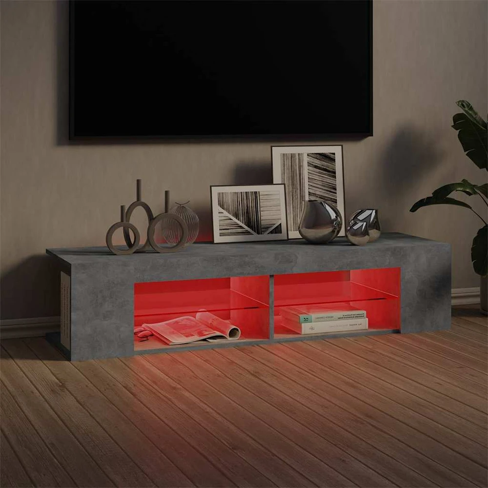 TV staliukas Televizoriaus spintelė su LED, betono pilka, 135x39x30cm
