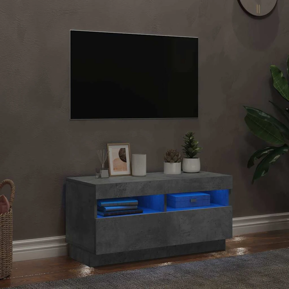 TV staliukas Televizoriaus spintelė su LED, betono pilka, 80x35x40cm