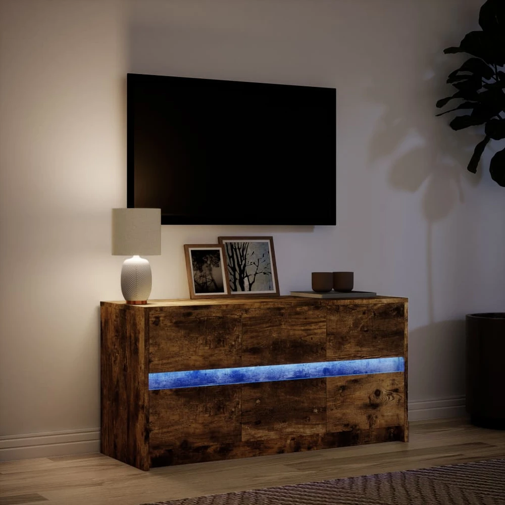 TV staliukas Televizoriaus spintelė su LED, dūminė, 100x34x50cm, mediena