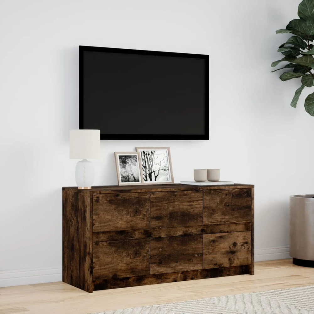 TV staliukas Televizoriaus spintelė su LED, dūminė, 100x34x50cm, mediena