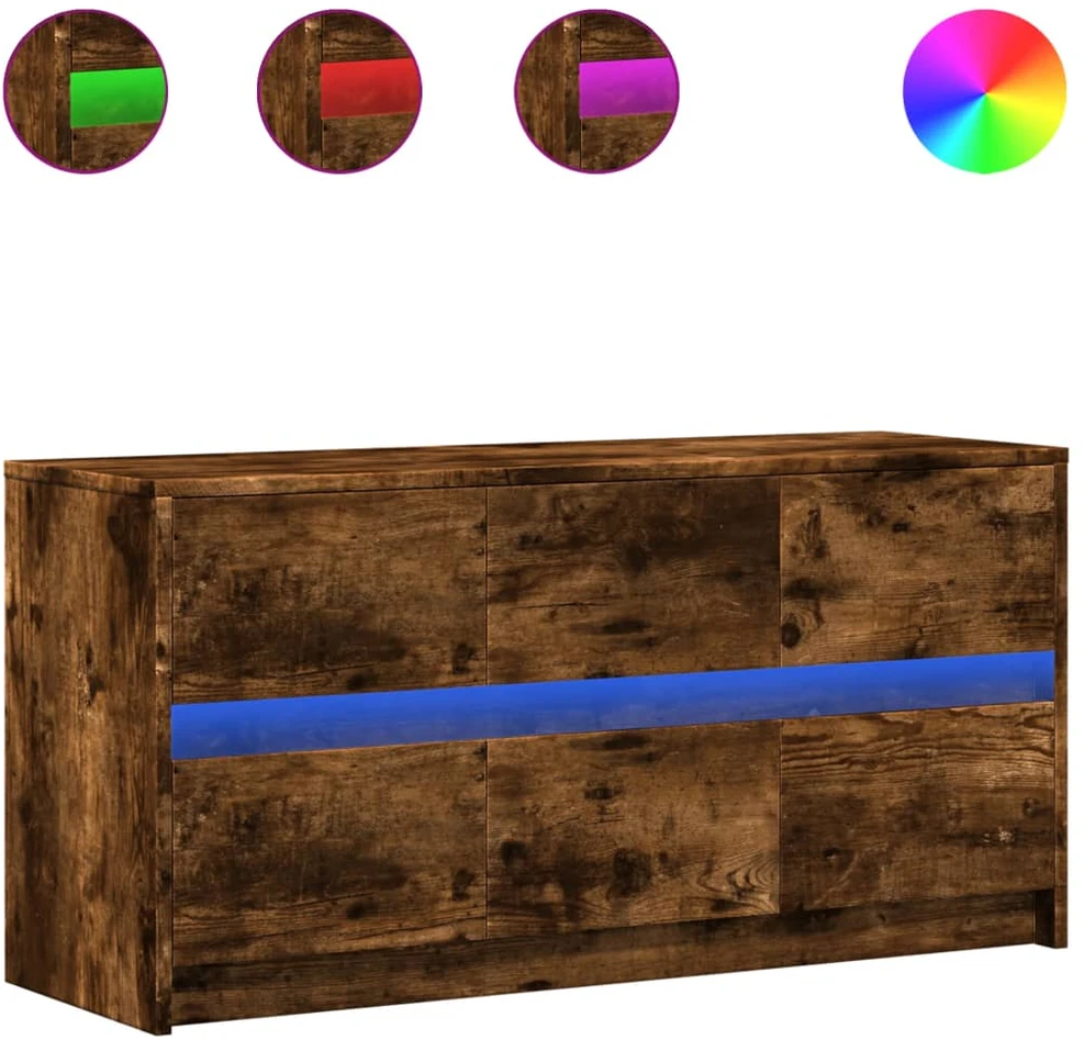 TV staliukas Televizoriaus spintelė su LED, dūminė, 100x34x50cm, mediena