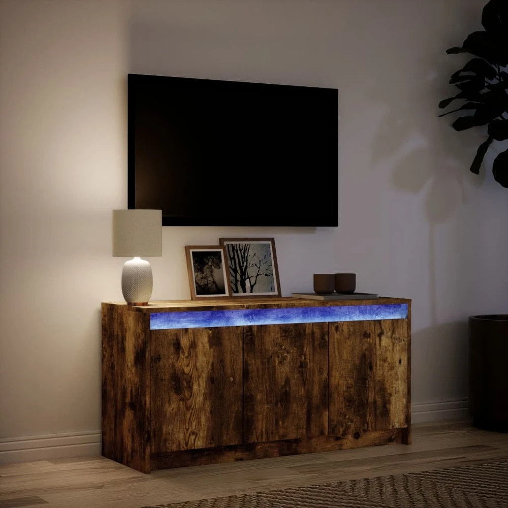 TV staliukas Televizoriaus spintelė su LED, dūminė, 100x34x50cm, mediena