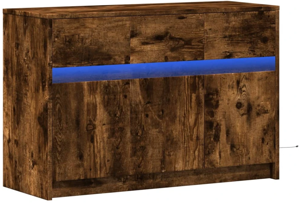 TV staliukas Televizoriaus spintelė su LED, dūminė, 91x34x61cm, mediena