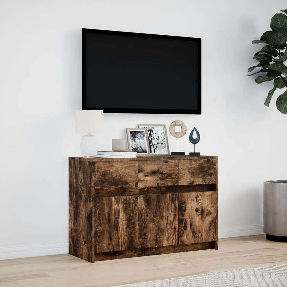 TV staliukas Televizoriaus spintelė su LED, dūminė, 91x34x61cm, mediena