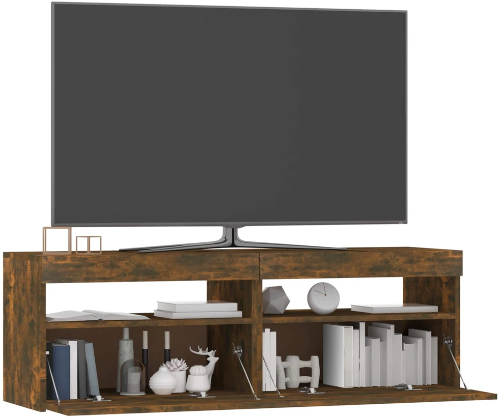 TV staliukas Televizoriaus spintelė su LED, dūminio ąžuolo, 120x35x40cm