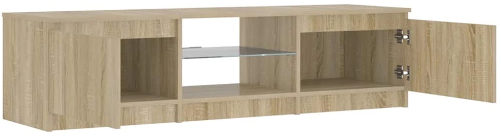 TV staliukas Televizoriaus spintelė su LED, dūminio ąžuolo, 140x40x35,5cm