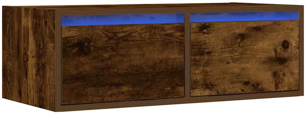 TV staliukas Televizoriaus spintelė su LED, dūminio ąžuolo, 75x35,5x25 cm