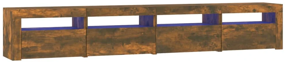 TV staliukas Televizoriaus spintelė su LED, dūminio ąžuolo, 240x35x40cm