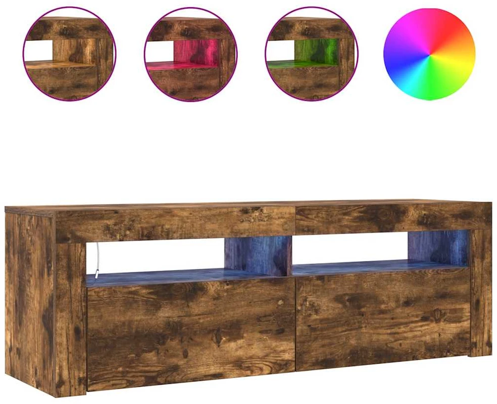 TV staliukas Televizoriaus spintelė su LED, dūminio ąžuolo, 120x35x40cm