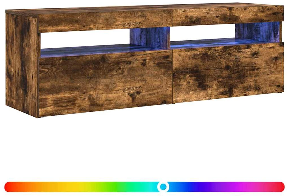 TV staliukas Televizoriaus spintelė su LED, dūminio ąžuolo, 120x35x40cm