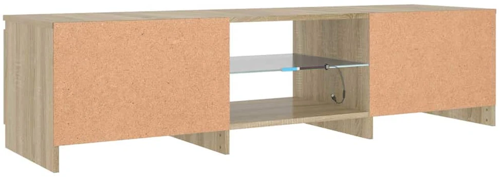 TV staliukas Televizoriaus spintelė su LED, dūminio ąžuolo, 140x40x35,5cm