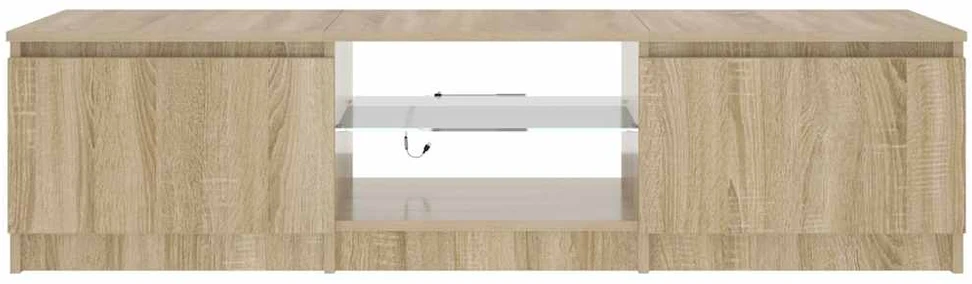 TV staliukas Televizoriaus spintelė su LED, dūminio ąžuolo, 140x40x35,5cm