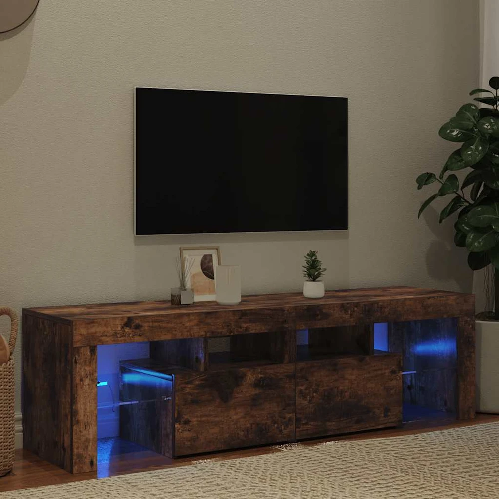 TV staliukas Televizoriaus spintelė su LED, dūminio ąžuolo, 140x36,5x40cm