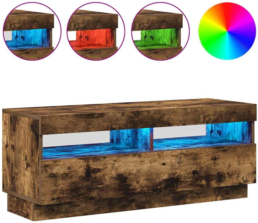 TV staliukas Televizoriaus spintelė su LED, dūminio ąžuolo, 100x35x40cm