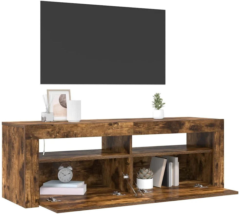 TV staliukas Televizoriaus spintelė su LED, dūminio ąžuolo, 120x35x40cm