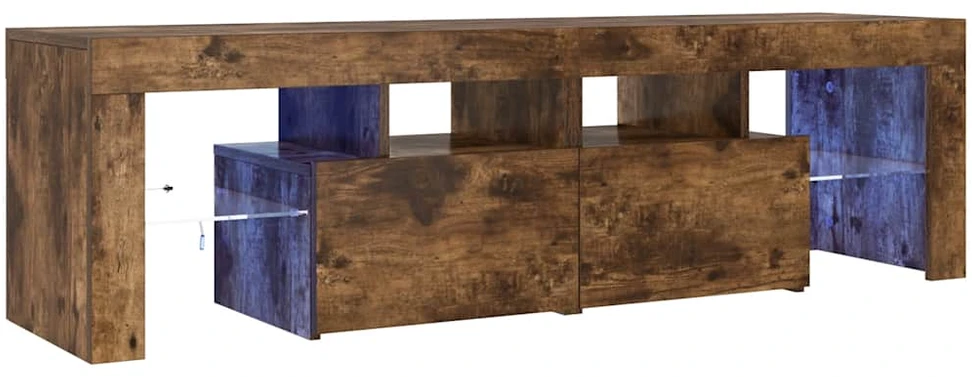 TV staliukas Televizoriaus spintelė su LED, dūminio ąžuolo, 140x36,5x40cm