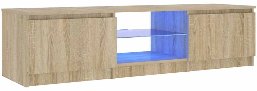TV staliukas Televizoriaus spintelė su LED, dūminio ąžuolo, 140x40x35,5cm