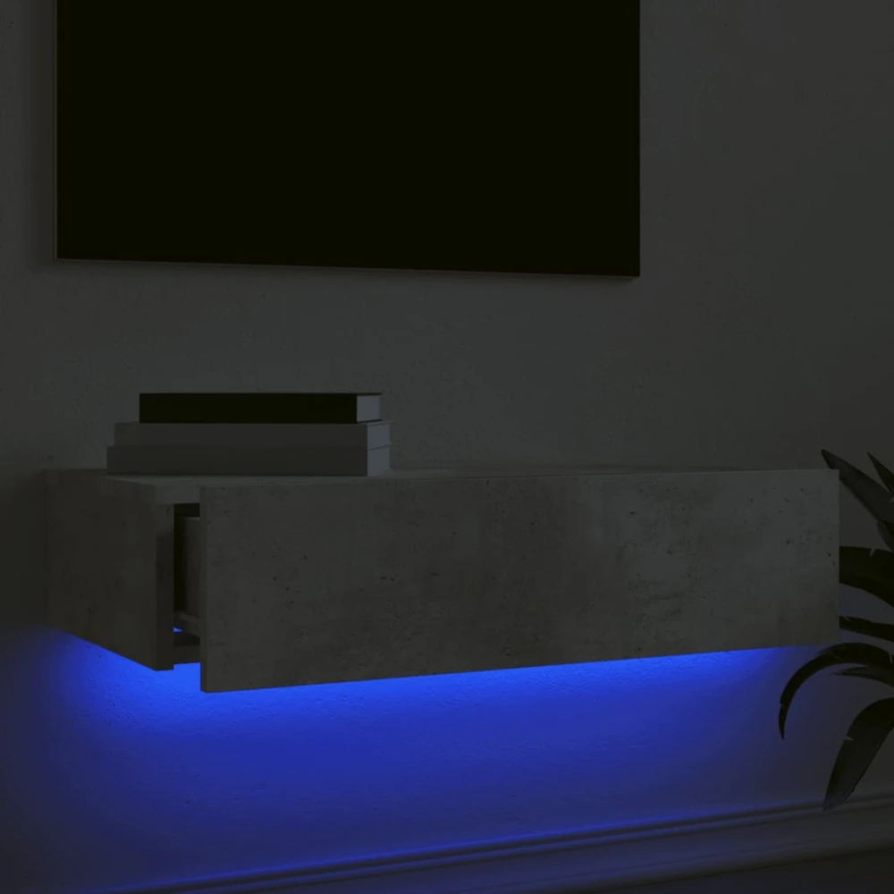 TV staliukas Televizoriaus spintelė su LED lemputėmis, betono, 60x35x15,5cm