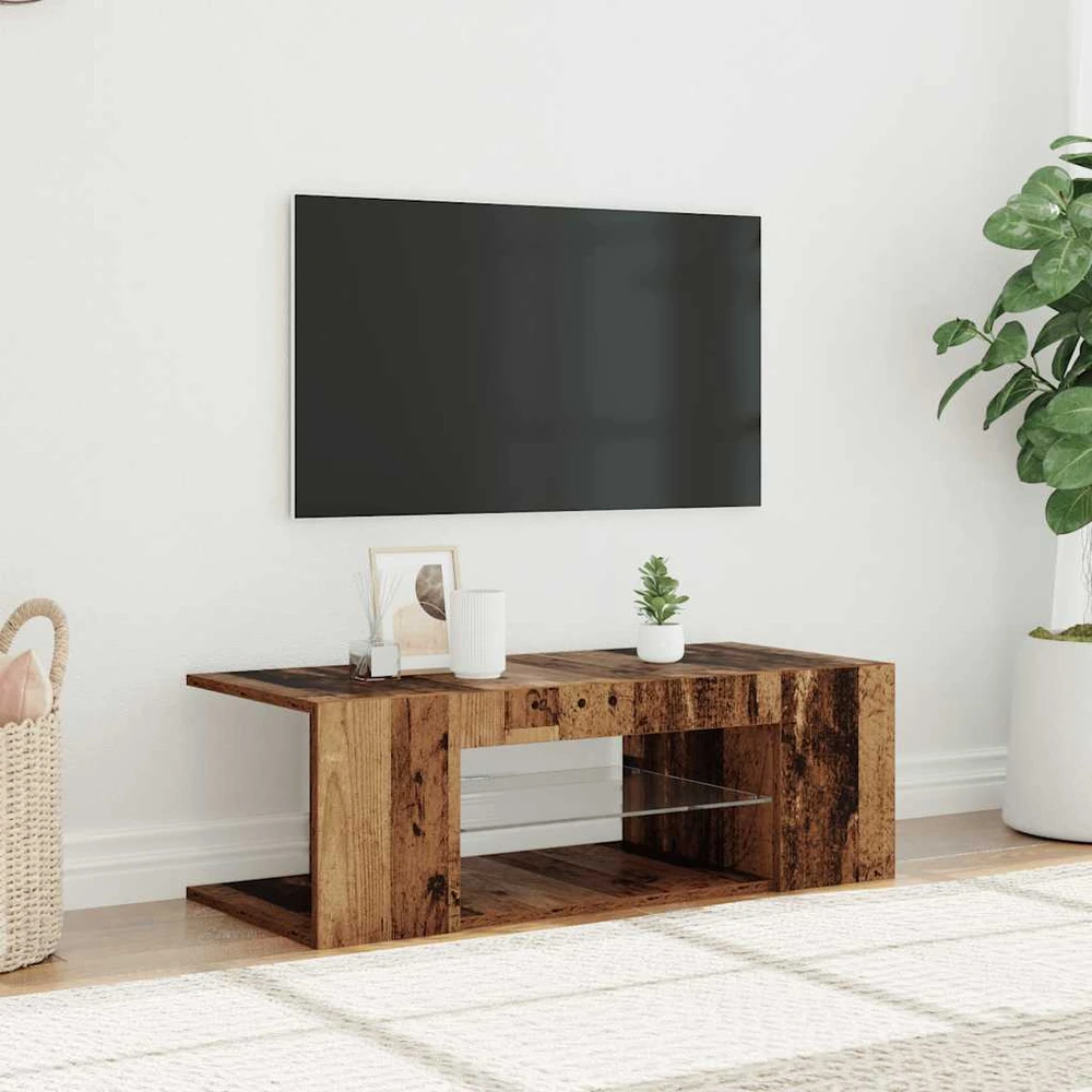 TV staliukas televizoriaus spintelė su LED lemputėmis Old Wood