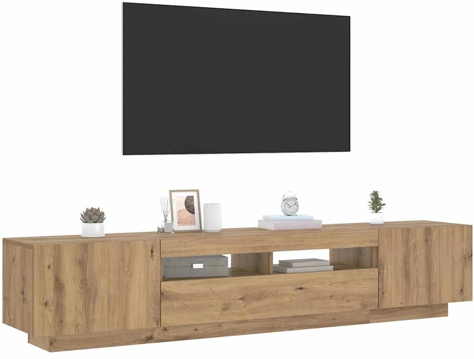 TV staliukas televizoriaus spintelė su LED lemputėmis Artisan ąžuolas