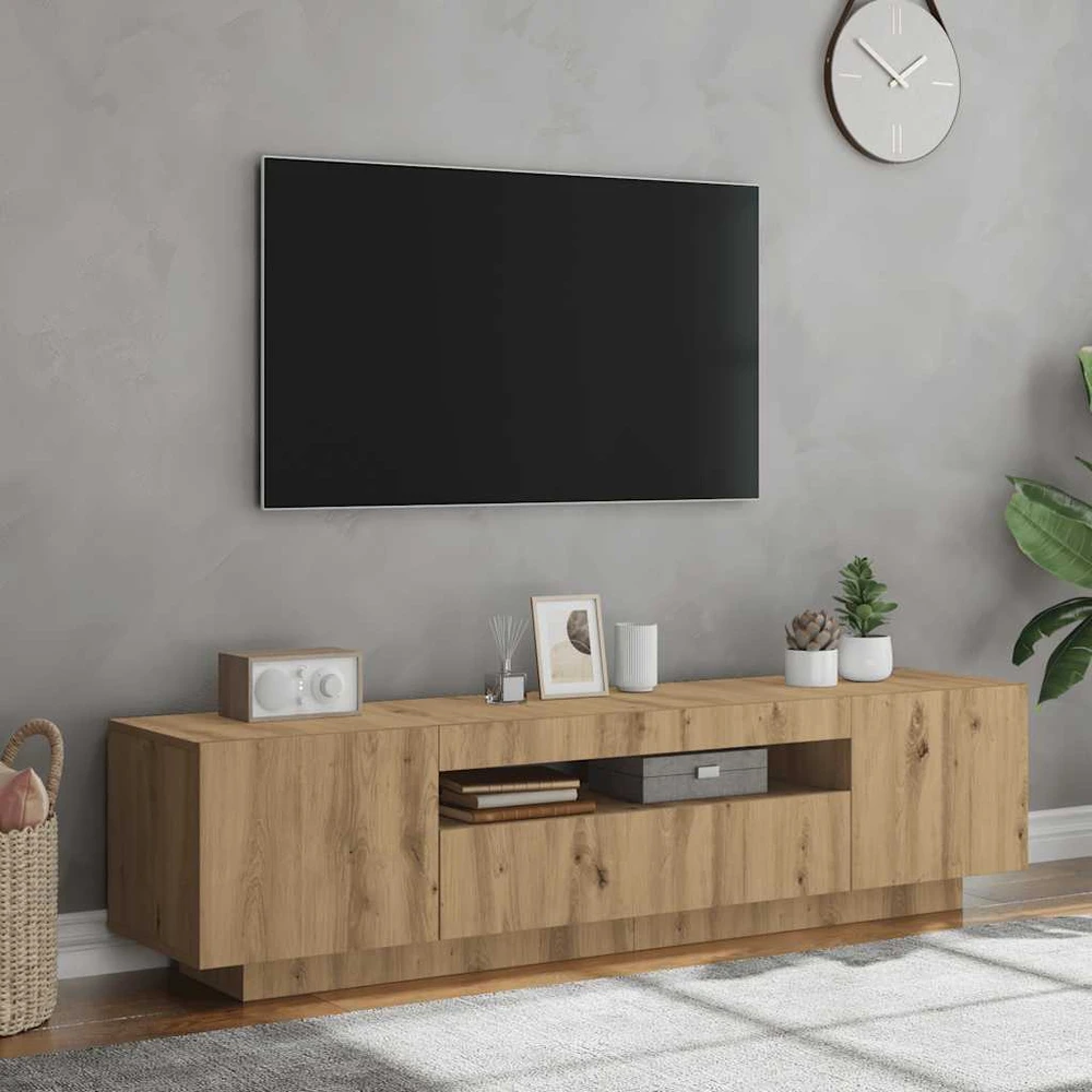 TV staliukas televizoriaus spintelė su LED lemputėmis Artisian ąžuolas
