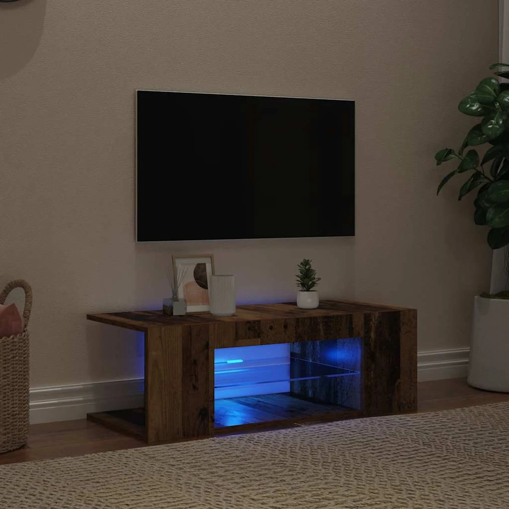 TV staliukas televizoriaus spintelė su LED lemputėmis Old Wood