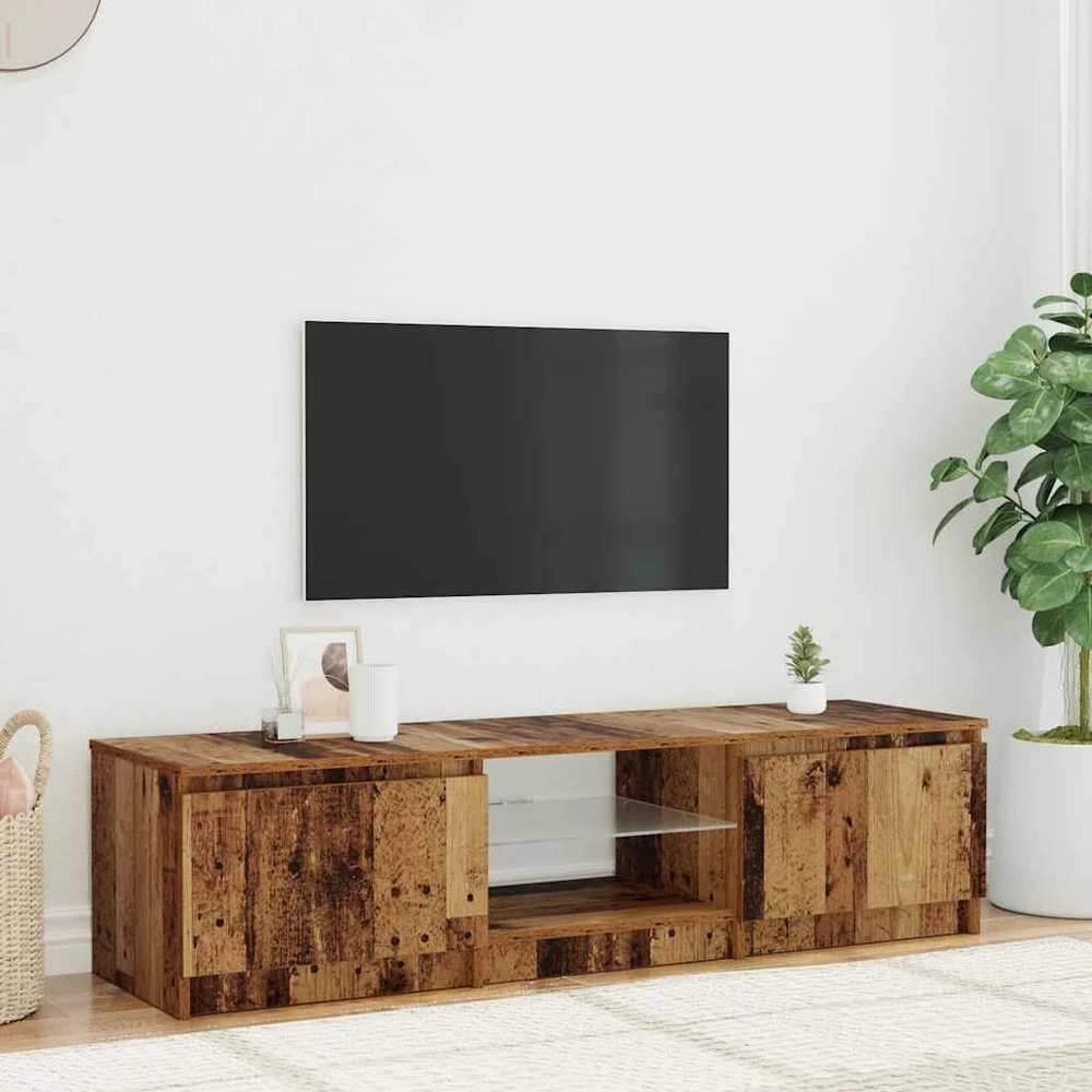 TV staliukas televizoriaus spintelė su LED lemputėmis Sena mediena