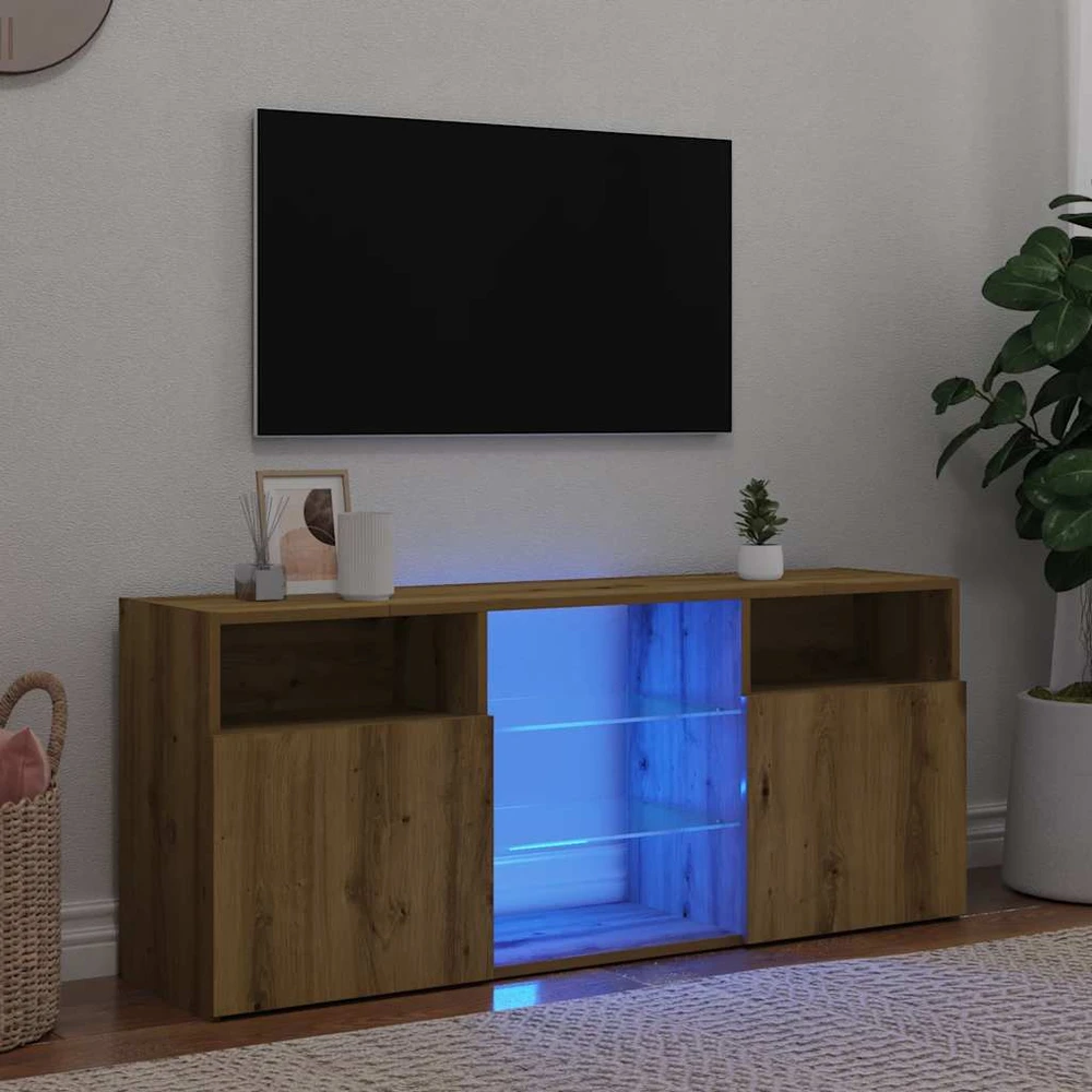 TV staliukas televizoriaus spintelė su LED lemputėmis Artisan ąžuolas
