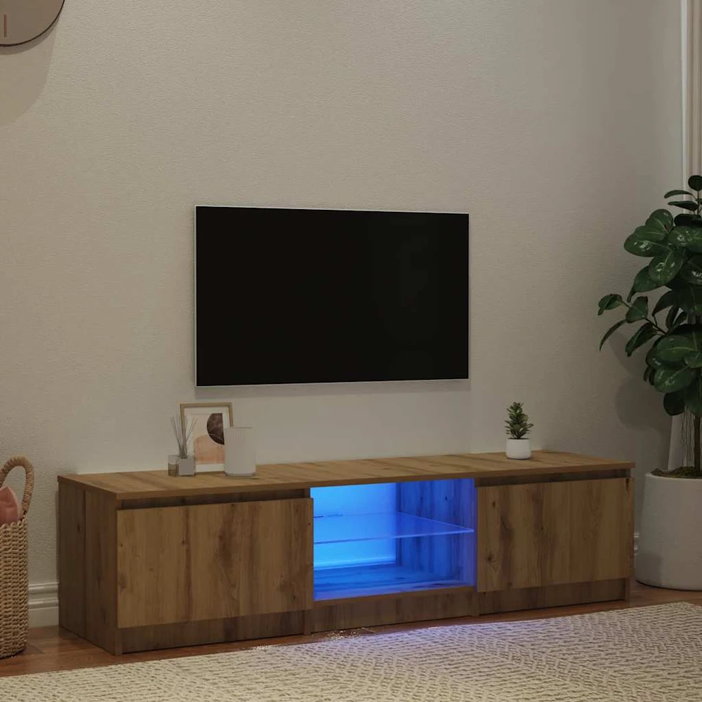 TV staliukas televizoriaus spintelė su LED lemputėmis Artisan ąžuolas
