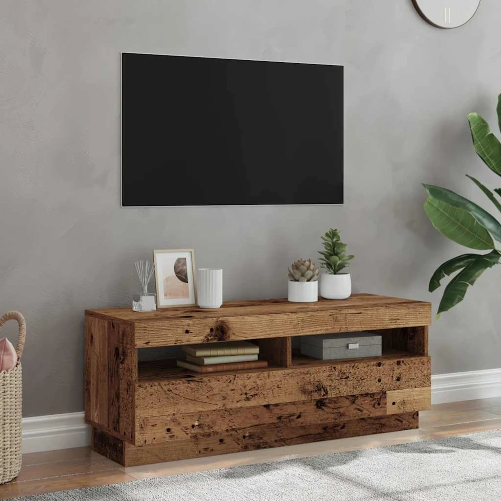TV staliukas Televizoriaus spintelė su LED, medienos, 100x35x40cm, mediena