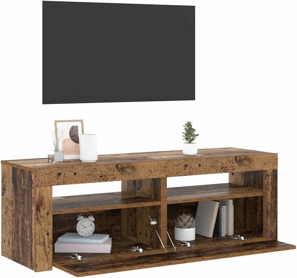 TV staliukas Televizoriaus spintelė su LED, medienos, 120x35x40cm, mediena