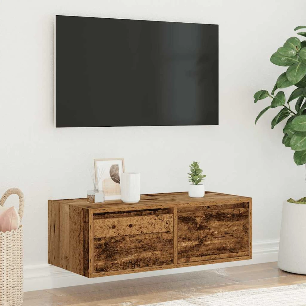 TV staliukas Televizoriaus spintelė su LED, medienos, 75x35,5x25 cm