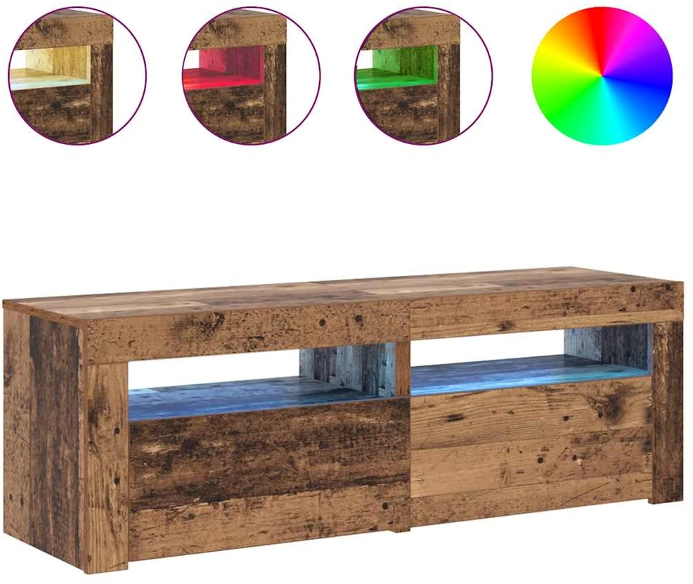 TV staliukas Televizoriaus spintelė su LED, medienos, 120x35x40cm, mediena