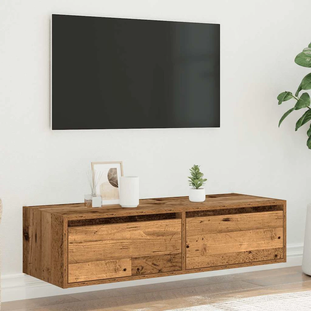 TV staliukas Televizoriaus spintelė su LED, medienos, 100X35,5x25 cm