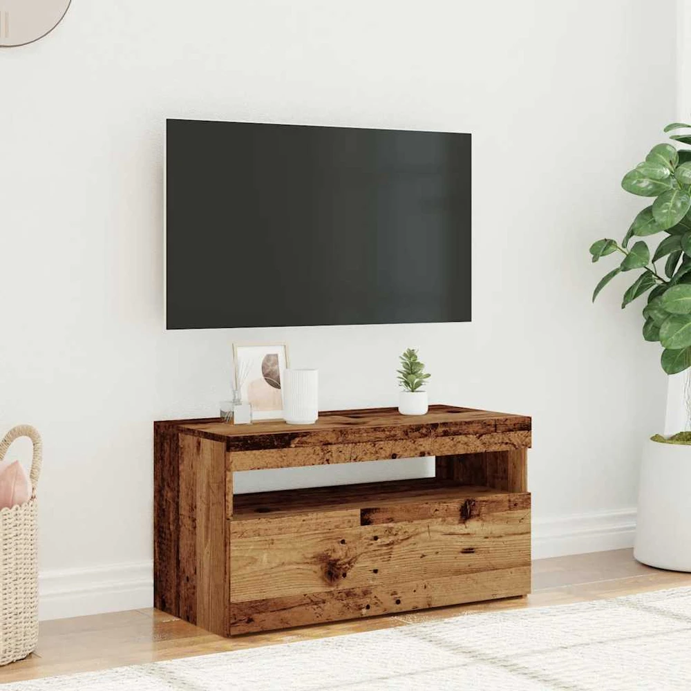TV staliukas Televizoriaus spintelė su LED, medienos, 75x35x40cm, mediena