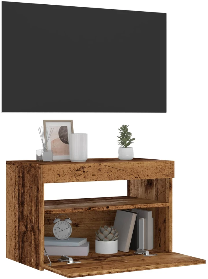 TV staliukas Televizoriaus spintelė su LED, medienos, 60x35x40cm, mediena