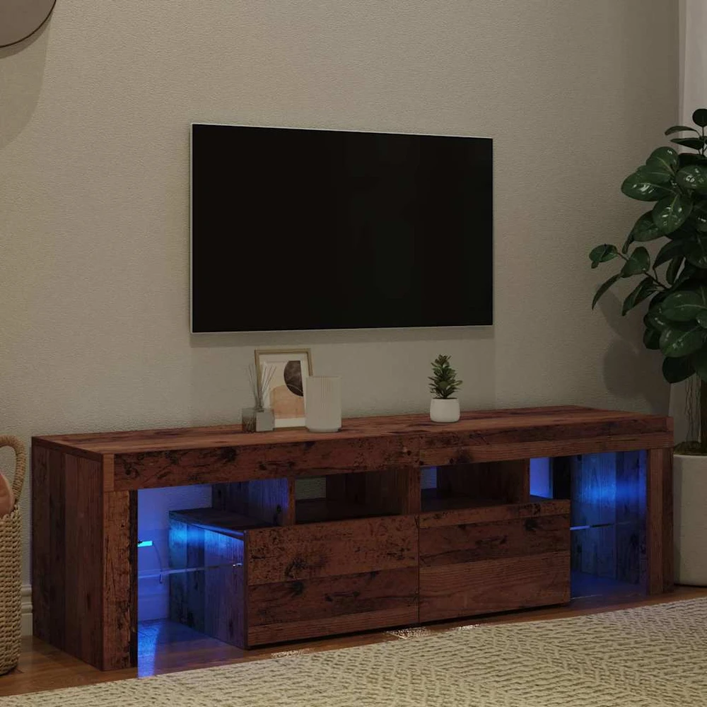 TV staliukas Televizoriaus spintelė su LED, medienos, 140x36,5x40cm, mediena