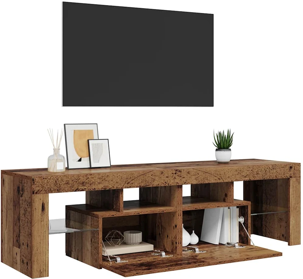 TV staliukas Televizoriaus spintelė su LED, medienos, 140x36,5x40cm, mediena