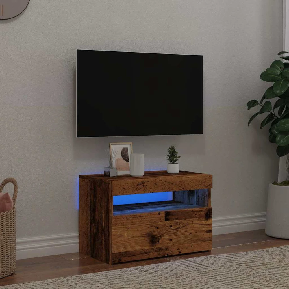 TV staliukas Televizoriaus spintelė su LED, medienos, 60x35x40cm, mediena