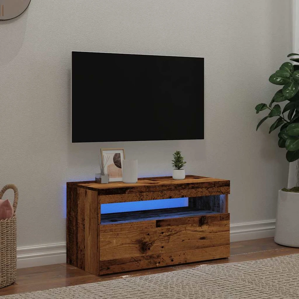 TV staliukas Televizoriaus spintelė su LED, medienos, 75x35x40cm, mediena