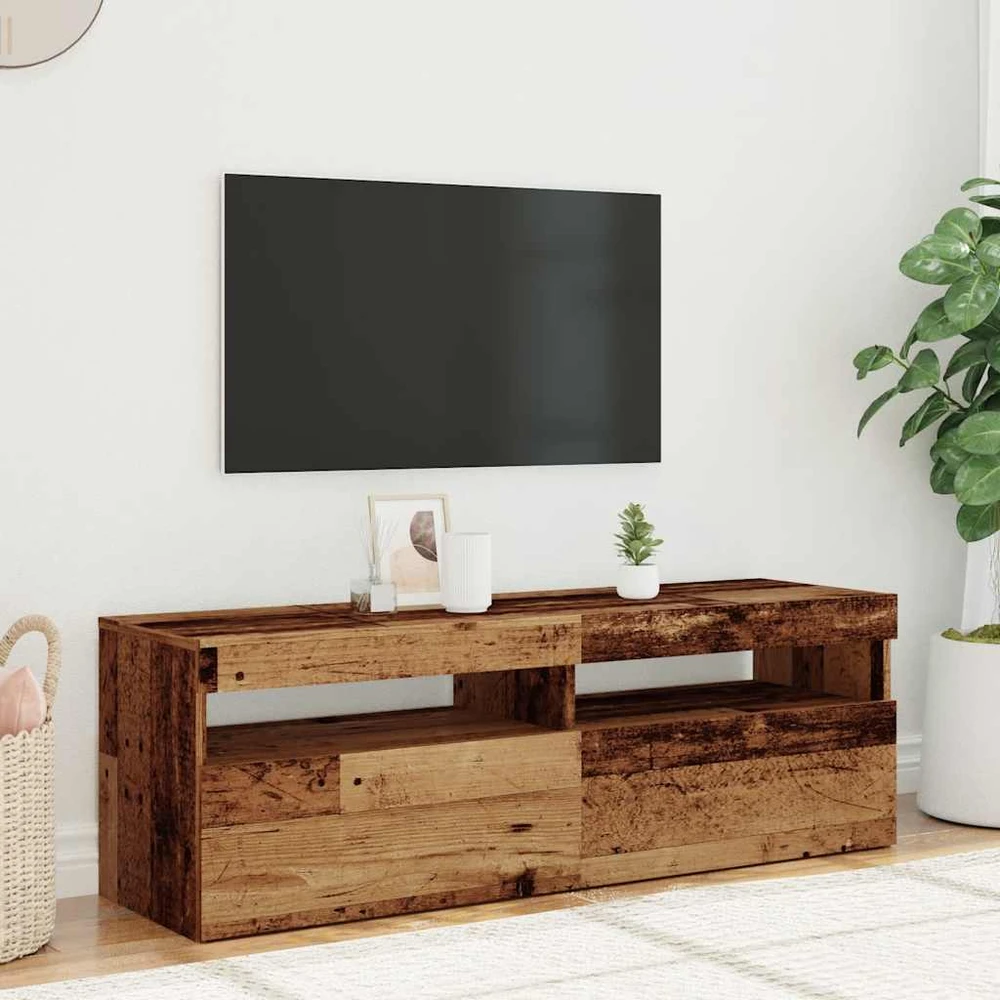 TV staliukas Televizoriaus spintelė su LED, medienos, 120x35x40cm, mediena