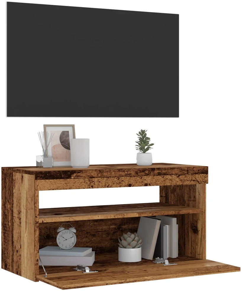 TV staliukas Televizoriaus spintelė su LED, medienos, 75x35x40cm, mediena