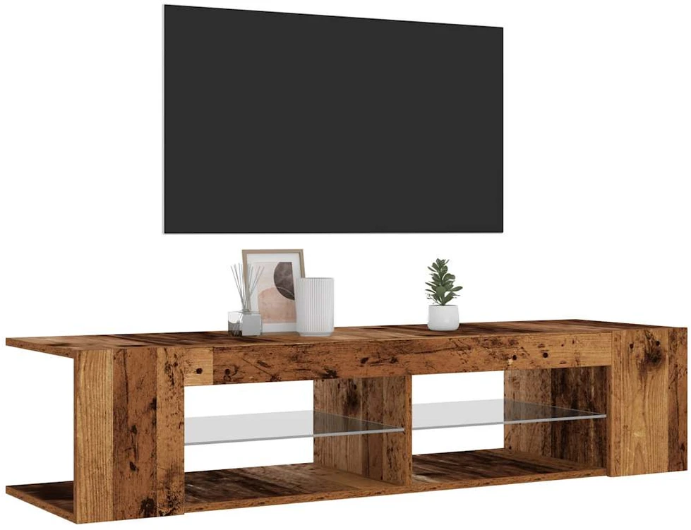 TV staliukas Televizoriaus spintelė su LED, medienos, 135x39x30cm, mediena