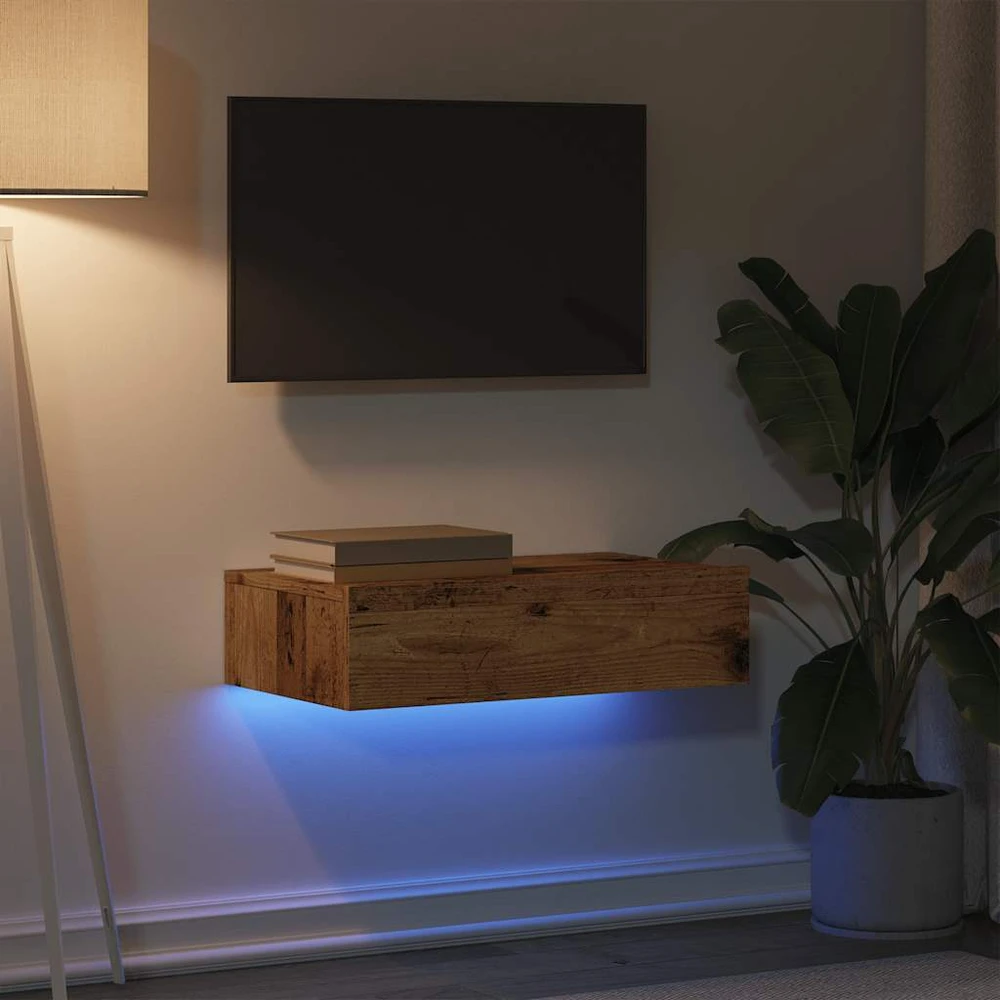 TV staliukas Televizoriaus spintelė su LED, medienos, 60x35x15,5cm