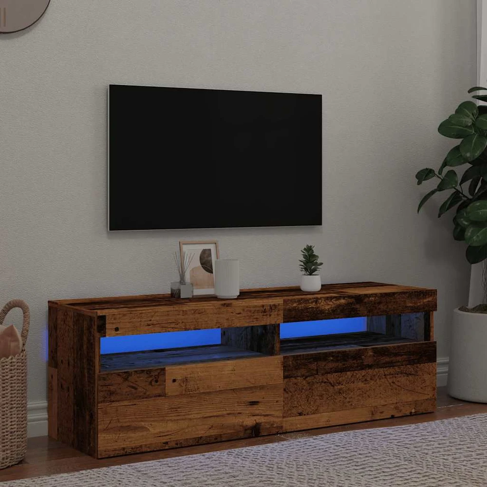 TV staliukas Televizoriaus spintelė su LED, medienos, 120x35x40cm, mediena
